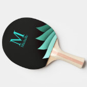 Elegant Turquoise Floral gepersonaliseerd monogram Tafeltennisbatje (Zijkant)