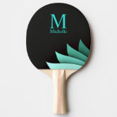 Elegant Turquoise Floral gepersonaliseerd monogram Tafeltennisbatje (Voorkant)