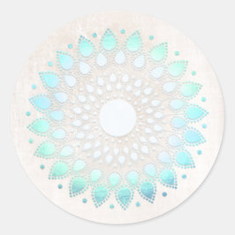 Elegant Turquoise Floral Lotus Flower Mandala Ronde Sticker
