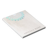 Elegant Turquoise Floral Lotus Notitieblok (Schuin)