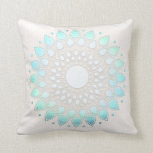 Elegant Turquoise Floral Lotus White Marble Kussen