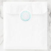 Elegant Turquoise Floral Lotus White Marble Ronde Sticker (Tas)