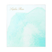 Elegant Turquoise Floral Waterverf Vloer Notitiebl Notitieblok (Voorkant)