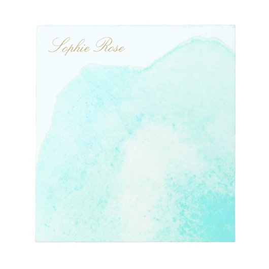 Elegant Turquoise Floral Waterverf Vloer Notitiebl Notitieblok (Voorkant)
