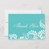 Elegant Turquoise Flourish Wedding Dank je wel (Voorkant)