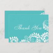 Elegant Turquoise Flourish Wedding Dank je wel (Voorkant / Achterkant)