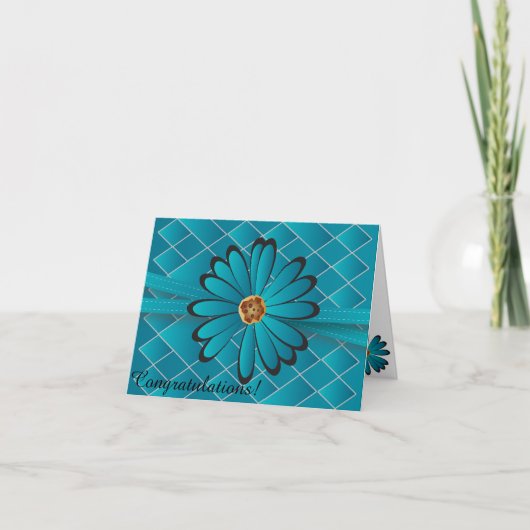 Elegant Turquoise Flower Design Bedankkaart (Voorkant)