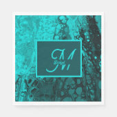 Elegant Turquoise Fluid Script monogram Kunst Servet (Voorkant)