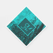 Elegant Turquoise Fluid Script monogram Kunst Servet (Hoek)
