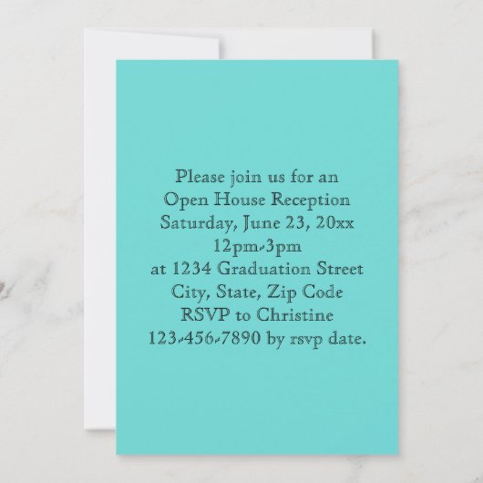 Elegant Turquoise Foto Afstuderen Aankondiging (Achterkant)