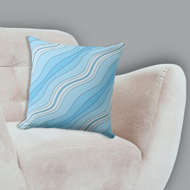 Elegant Turquoise gelaagd lijnen patroon Kussen (Elegant Turquoise Layered Lines Pattern Throw Pillow, Living Room)