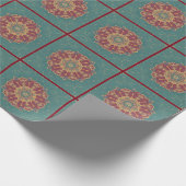 Elegant turquoise georiënteerd patroon cadeaupapier (Hoek)
