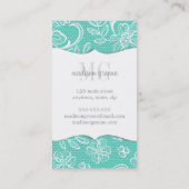 Elegant Turquoise Girly Lace Personalized Monogram Visitekaartje (Achterkant)