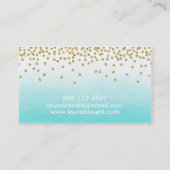 Elegant Turquoise Glitter Custom Visitekaartje. Visitekaartje (Achterkant)