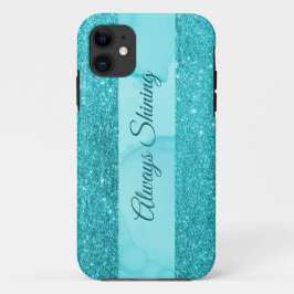 Elegant turquoise glitter iPhone Case