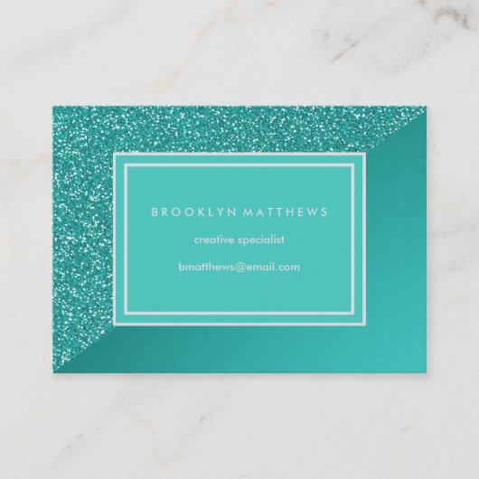 Elegant Turquoise Glitter Kijk Visitekaartje (Voorkant)
