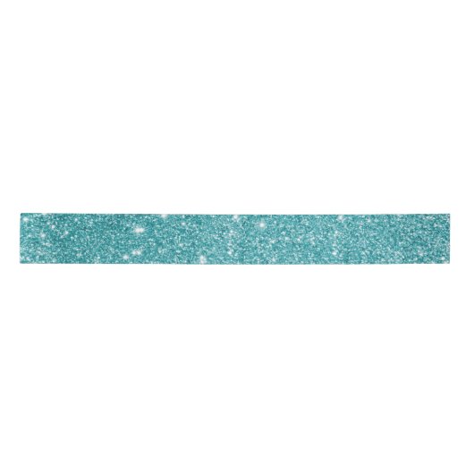 Elegant Turquoise Glitter Modern Satijnen Lint (Voorkant)