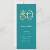 Elegant Turquoise Gold 80e Verjaardag Programma Me (Voorkant)