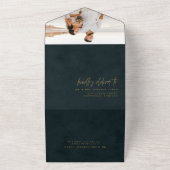 Elegant Turquoise Gold Agate Calligraphy Wedding All In One Uitnodiging (Buitenkant)