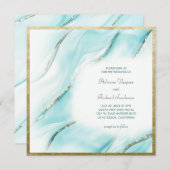 Elegant Turquoise Gold Agate Square Wedding Kaart (Voorkant / Achterkant)