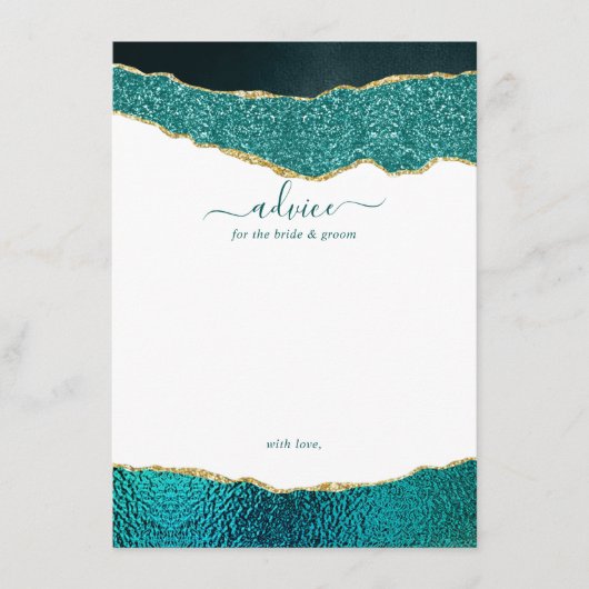 Elegant Turquoise & Gold Agate Wedding Advieskaart (Voorkant)