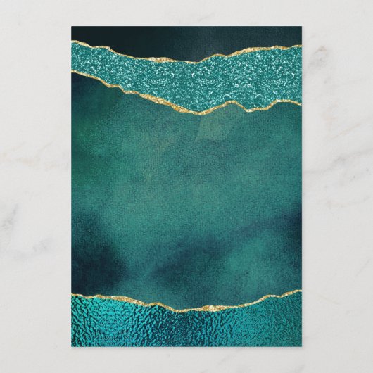 Elegant Turquoise & Gold Agate Wedding Advieskaart (Achterkant)