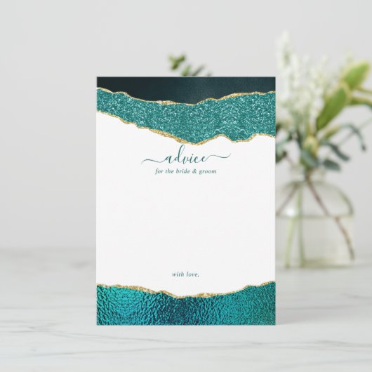 Elegant Turquoise & Gold Agate Wedding Advieskaart (Staand voorkant)