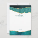 Elegant Turquoise & Gold Agate Wedding Advieskaart<br><div class="desc">Viel in stijl met deze moderne en trendy advieskaarten. Het ontwerp kenmerkt een waterverf turquoise en goudglitter agate achtergrond met de overeenkomstige handgeschreven tekst van de manuscriptdoopvont. Deze kaarten zullen uw gasten toestaan om een nota van raad te schrijven voor u om over jaren te houden en te lezen. De...</div>