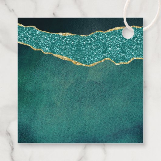 Elegant Turquoise & Gold Agate Wedding Bedankjes Labels (Achterkant)