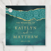 Elegant Turquoise & Gold Agate Wedding Bedankjes Labels (Voorkant)