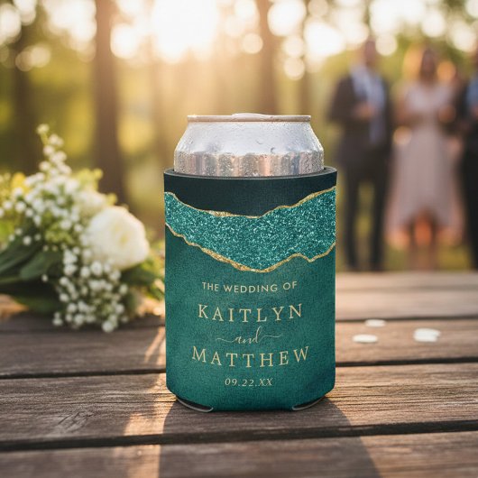 Elegant Turquoise & Gold Agate Wedding Blikjeskoeler