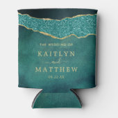 Elegant Turquoise & Gold Agate Wedding Blikjeskoeler (Voorkant)