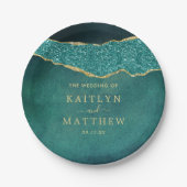Elegant Turquoise & Gold Agate Wedding Papieren Bordje (Voorkant)
