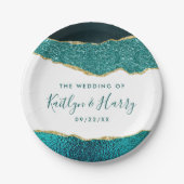 Elegant Turquoise & Gold Agate Wedding Papieren Bordje (Voorkant)
