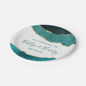 Elegant Turquoise & Gold Agate Wedding Papieren Bordje (Gekanteld)
