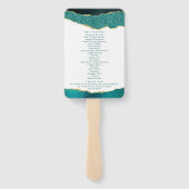 Elegant Turquoise & Gold Agate Wedding Program Handwaaier (Achterkant)
