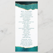 Elegant Turquoise & Gold Agate Wedding Programmakaart (Achterkant)
