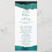 Elegant Turquoise & Gold Agate Wedding Programmakaart (Voorkant)