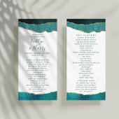 Elegant Turquoise & Gold Agate Wedding Programmakaart