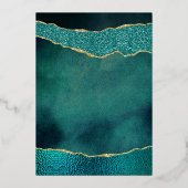 Elegant Turquoise & Gold Agate Wedding Real Folie Uitnodiging (Achterkant)