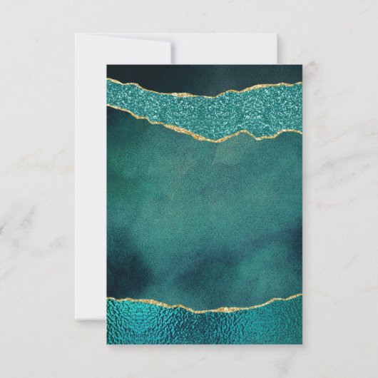 Elegant Turquoise & Gold Agate Wedding RSVP Kaartje (Achterkant)