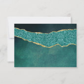 Elegant Turquoise & Gold Agate Wedding RSVP Kaartje (Achterkant)