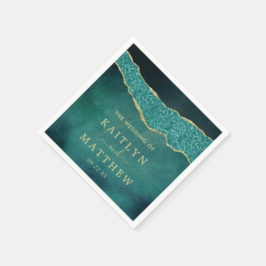 Elegant Turquoise & Gold Agate Wedding Servet (Hoek)