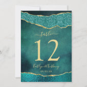 Elegant Turquoise & Gold Agate Wedding Table Kaart (Voorkant)