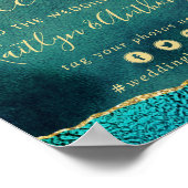 Elegant Turquoise & Gold Agate Wedding Welkom Poster (Hoek)