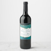 Elegant Turquoise & Gold Agate Wedding Wijn Etiket (Voorkant)