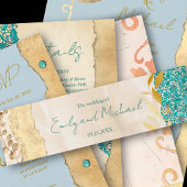 Elegant Turquoise Gold Floral Lace Wedding Uitnodigingen Wikkel