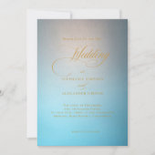 Elegant Turquoise Gold Script Wedding Kaart (Voorkant)
