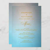 Elegant Turquoise Gold Script Wedding Menu (Voorkant / Achterkant)