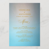 Elegant Turquoise Gold Script Wedding Menu (Voorkant)